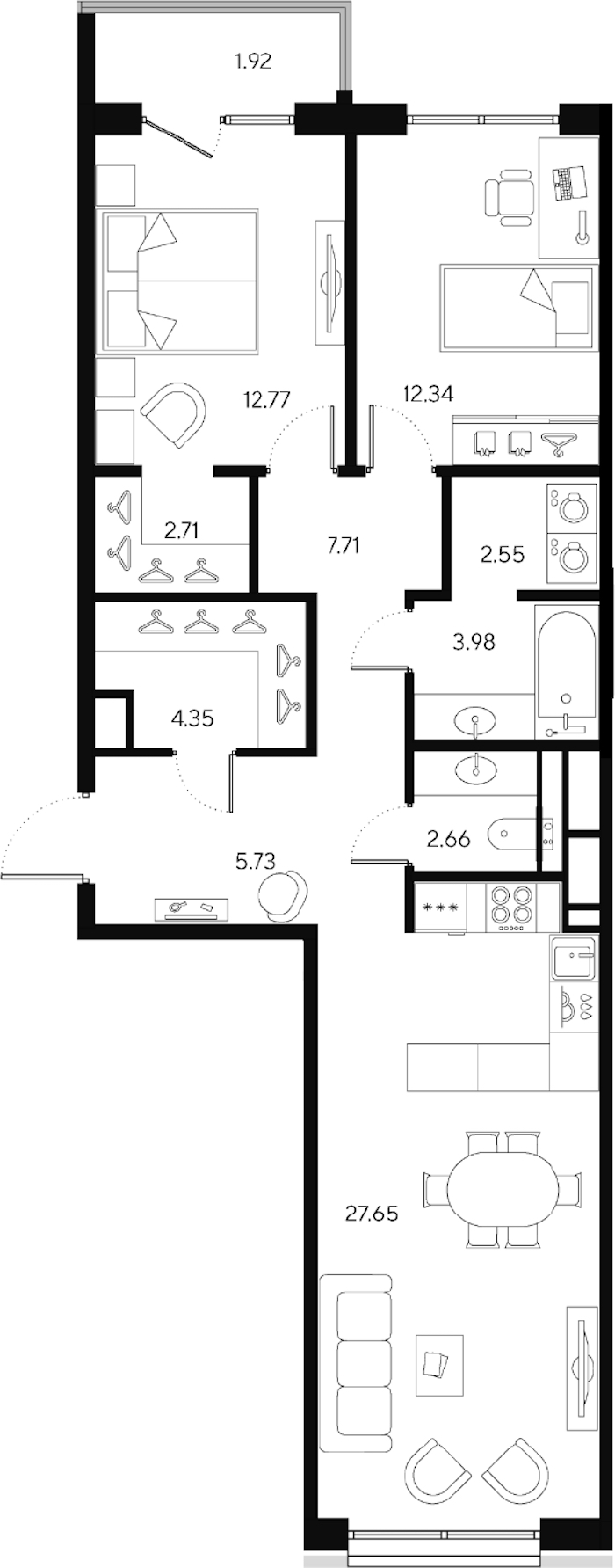 2-комнатная квартира 82.45 м², 6/9 эт., ЖК «LEGENDA Большой 67»